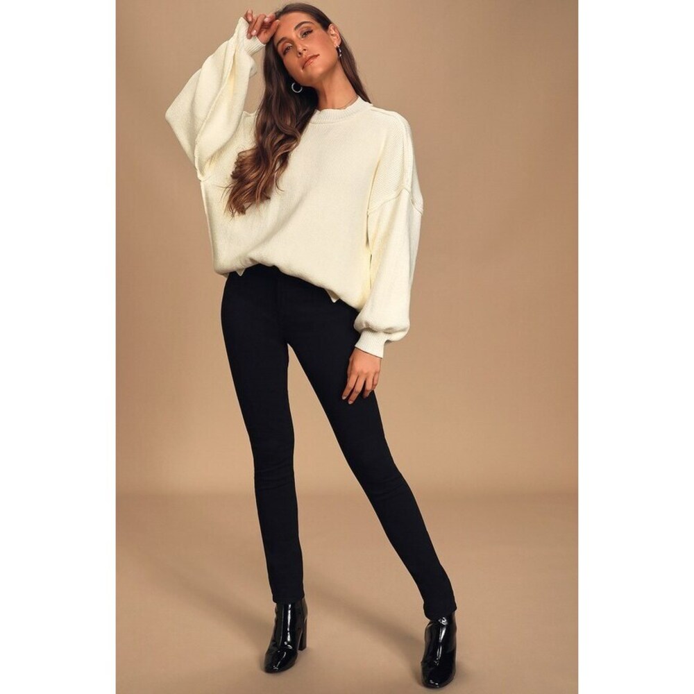 Lulus Chill As Can Be Cream Oversized Balloon Sleeve Sweater White - Size XS